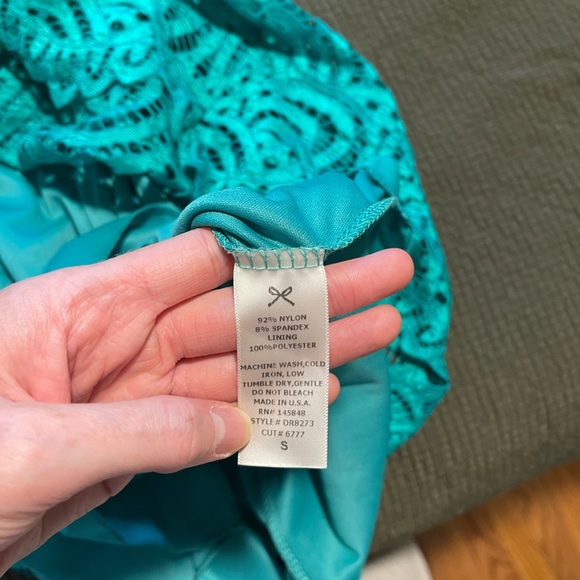 Everly Teal Lace Dress - Picture 6 of 6